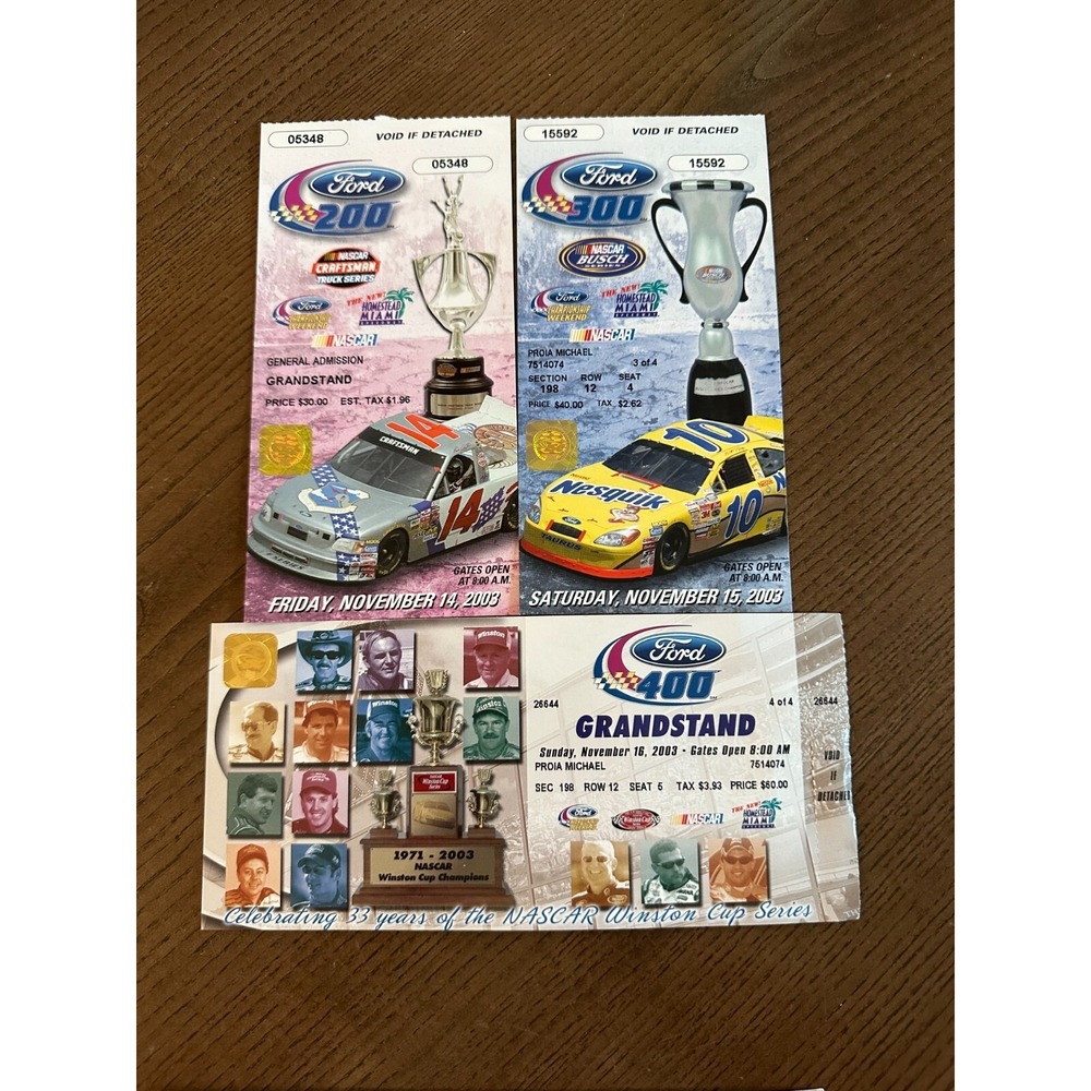 2003 NASCAR Busch Series‎ Winston Cup Series Craftsman Truck Series Ticket Stubs